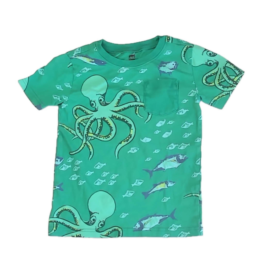 Tea Collection Boys Green Octopus T-Shirt size: 5T